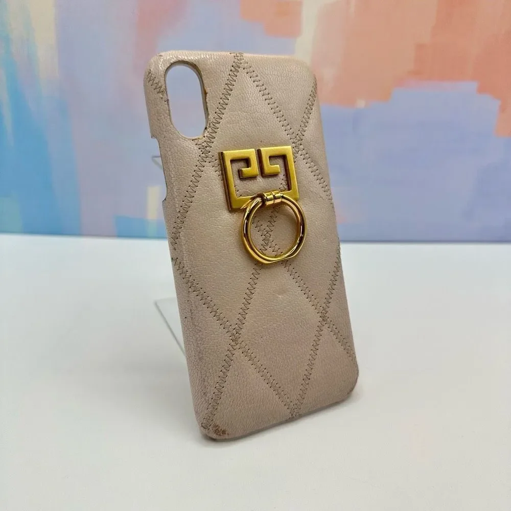 GIVENCHY Goatskin Diamond Quilted GV3 iPhone X Case Pale Pink